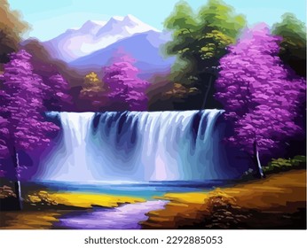Abstract outdoor natural background, beautiful landscape colorful painting, vector EPS 10 illustration 