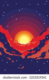 Abstract outer space background with stars, retro style illustration.