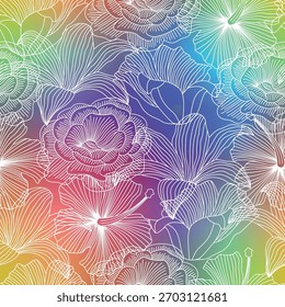 Modelo inconsútil floral Abstractas del outlie con las flores, en fondo tropical colorido	
