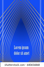 Abstract outline background in dark blue, light tear shape on dark area, place for own message, headline. Leaflet, flyer, bill, poster, cover design.