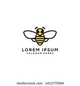 An abstract outline bee logo, simple and modern