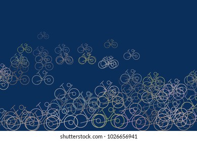 Abstract outline of bicycle illustrations background. Cartoon style vector.