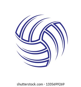 Abstract outline blue volleyball silhouette isolated on white wallpaper