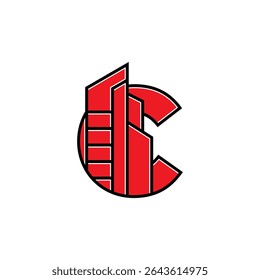 Estrutura de tópicos abstrata e letra C Logo Design 002