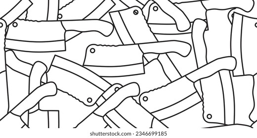 abstract outline butcher knife seamless pattern