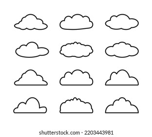 Abstract outline clouds of different shapes set
