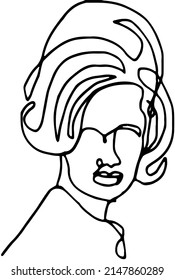 abstract outline continuous sketch drawing of woman face, line art drawing silhouette of girl face