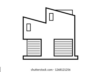 Abstract outline drawing, modern office building vector illustration