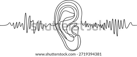 An abstract outline drawing representing the process of listening, suitable for concepts related to communication, audio engineering, or health.
