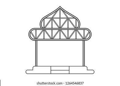 Abstract outline drawing, space frame structure of warehouse dome shape vector illustration