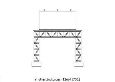 Abstract outline drawing, space frame structure of billboards vector illustration