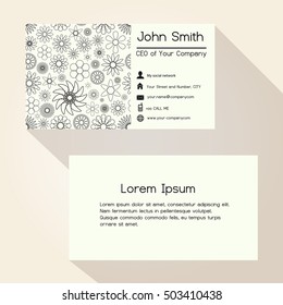 abstract outline flowers business card design eps10