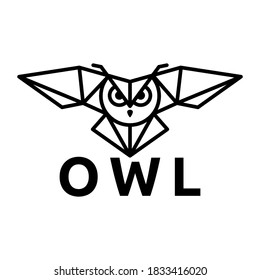 abstract outline fly owl logo design