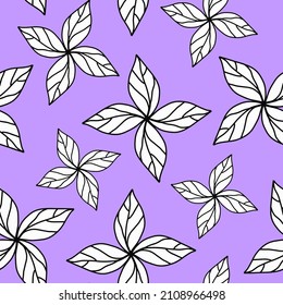 Resumen Esquema Mano Dibujo Flores De Hojas Sencillas Patrón Vector Sin Margen Fondo Aislado