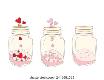 Abstract Outline Heart  jar Illustration.vector jar design. 
