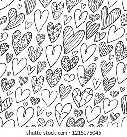 Abstract outline hearts seamless pattern