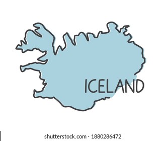 abstract outline of Iceland map- vector illustration