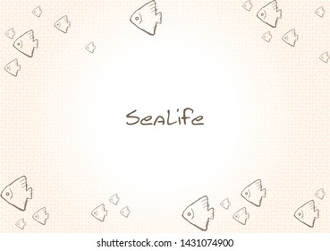 Abstract outline marine life on texture fabric background for decoration on summer holoiday events.