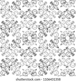 Abstract outline nature graphic pattern. Geometric ornament with flowers . Line art, with lace botanica, embroidery background. Bandanna, shawl, scarf, shirt,tablecloth design for textile fabric print