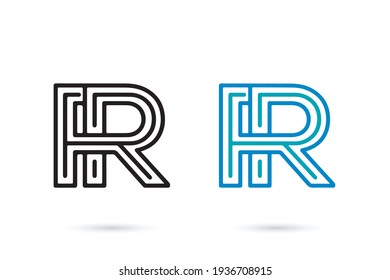 Abstract outline R letter logo design vector template