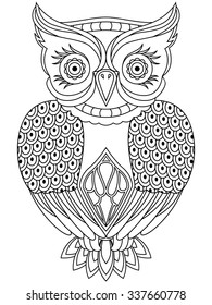 Vector Tattoo Owl Stock Vector (Royalty Free) 619598888 | Shutterstock