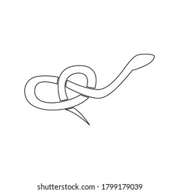 Abstract outline snake silhouette. Line illustration isolated on white background.

