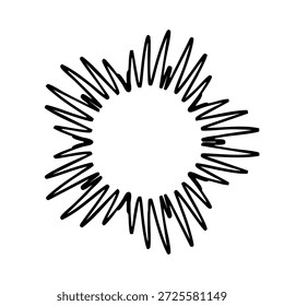 Abstract outline star shape. Blast, flash. Decorative graphic burst. Starburst, flare. Linear design element. Black and white clip art. Contour drawing. Isolated object. Vector illustration.