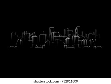 abstract outline vector cityscape illustration