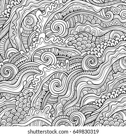Abstract outline vector decorative hand drawn nature ornamental ethnic pattern