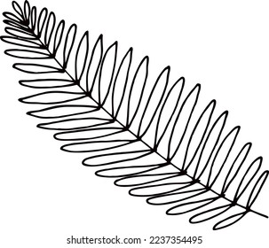 Abstract outlined leaves and branches pattern. Hand drawn black brush painted plants. Vector leaves silhouettes. Natural organic ornament with black branches. Botanical background.