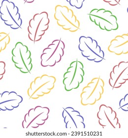 Abstract outlined leaves and branches seamless pattern. Hand drawn  brush painted plants. Vector foliage silhouettes. Natural organic ornament with black branches. Botanical seamless background