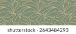Abstract outlined leaves seamless pattern. Tea or banana leaf line art. Hand drawn outline design for fabric , print, cover, banner and invitation. Luxury minimal style wallpaper with botanical leaves