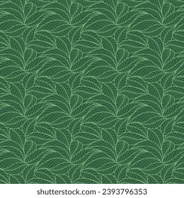 Abstract outlined leaves seamless pattern. Tea or banana leaf line art. Hand drawn outline design for fabric , print, cover, banner and invitation. Luxury minimal style wallpaper with botanical leaves