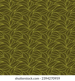 Abstract outlined leaves seamless pattern. Tea or banana leaf line art. Hand drawn outline design for fabric , print, cover, banner and invitation. Luxury minimal style wallpaper with botanical leaves