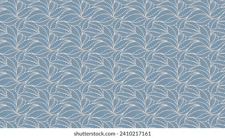 Abstract outlined leaves seamless pattern. Tea or banana leaf line art. Hand drawn outline design for fabric , print, cover, banner and invitation. Luxury minimal style wallpaper with botanical leaves