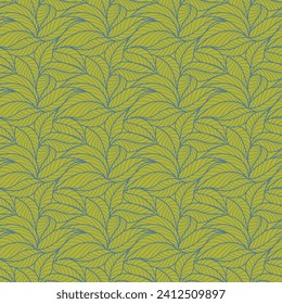 Abstract outlined leaves seamless pattern. Tea or banana leaf line art. Hand drawn outline design for fabric , print, cover, banner and invitation. Luxury minimal style wallpaper with botanical leaves