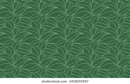 Abstract outlined leaves seamless pattern. Tea or banana leaf line art. Hand drawn outline design for fabric , print, cover, banner and invitation. Luxury minimal style wallpaper with botanical leaves