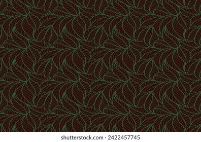 Abstract outlined leaves seamless pattern. Tea or banana leaf line art. Hand drawn outline design for fabric , print, cover, banner and invitation. Luxury minimal style wallpaper with botanical leaves