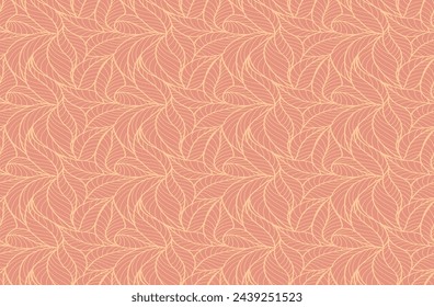 Abstract outlined leaves seamless pattern. Tea or banana leaf line art. Hand drawn outline design for fabric , print, cover, banner and invitation. Luxury minimal style wallpaper with botanical leaves