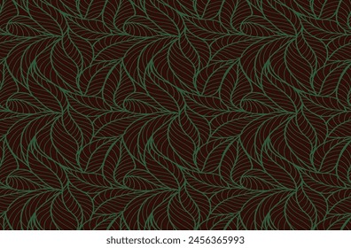 Abstract outlined leaves seamless pattern. Tea or banana leaf line art. Hand drawn outline design for fabric , print, cover, banner and invitation. Luxury minimal style wallpaper with botanical leaves