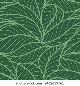 Abstract outlined leaves seamless pattern. Tea or banana leaf line art. Hand drawn outline design for fabric , print, cover, banner and invitation. Luxury minimal style wallpaper with botanical leaves