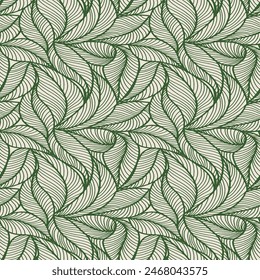 Abstract outlined leaves seamless pattern. Tea or banana leaf line art. Hand drawn outline design for fabric , print, cover, banner and invitation. Luxury minimal style wallpaper with botanical leaves