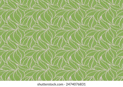 Abstract outlined leaves seamless pattern. Tea or banana leaf line art. Hand drawn outline design for fabric , print, cover, banner and invitation. Luxury minimal style wallpaper with botanical leaves