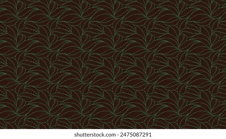 Abstract outlined leaves seamless pattern. Tea or banana leaf line art. Hand drawn outline design for fabric , print, cover, banner and invitation. Luxury minimal style wallpaper with botanical leaves