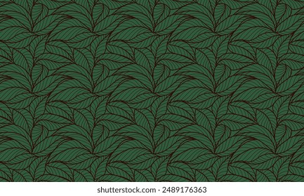 Abstract outlined leaves seamless pattern. Tea or banana leaf line art. Hand drawn outline design for fabric , print, cover, banner and invitation. Luxury minimal style wallpaper with botanical leaves