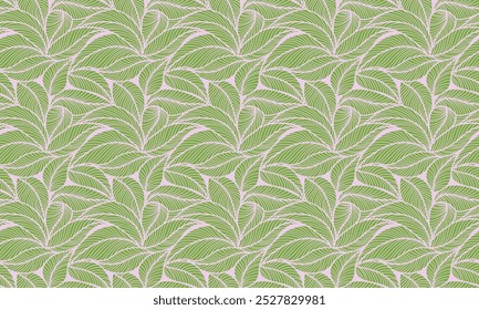 Abstract outlined leaves seamless pattern. Tea or banana leaf line art. Hand drawn outline design for fabric , print, cover, banner and invitation. Luxury minimal style wallpaper with botanical leaves