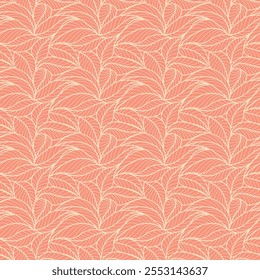 Abstract outlined leaves seamless pattern. Tea or banana leaf line art. Hand drawn outline design for fabric , print, cover, banner and invitation. Luxury minimal style wallpaper with botanical leaves