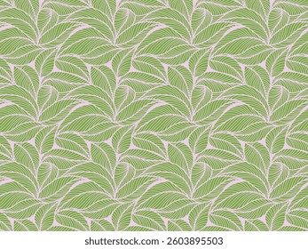 Abstract outlined leaves seamless pattern. Tea or banana leaf line art. Hand drawn outline design for fabric , print, cover, banner and invitation. Luxury minimal style wallpaper with botanical leaves