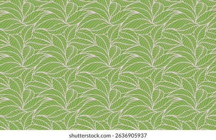 Abstract outlined leaves seamless pattern. Tea or banana leaf line art. Hand drawn outline design for fabric , print, cover, banner and invitation. Luxury minimal style wallpaper with botanical leaves