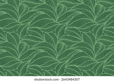 Abstract outlined leaves seamless pattern. Tea or banana leaf line art. Hand drawn outline design for fabric , print, cover, banner and invitation. Luxury minimal style wallpaper with botanical leaves